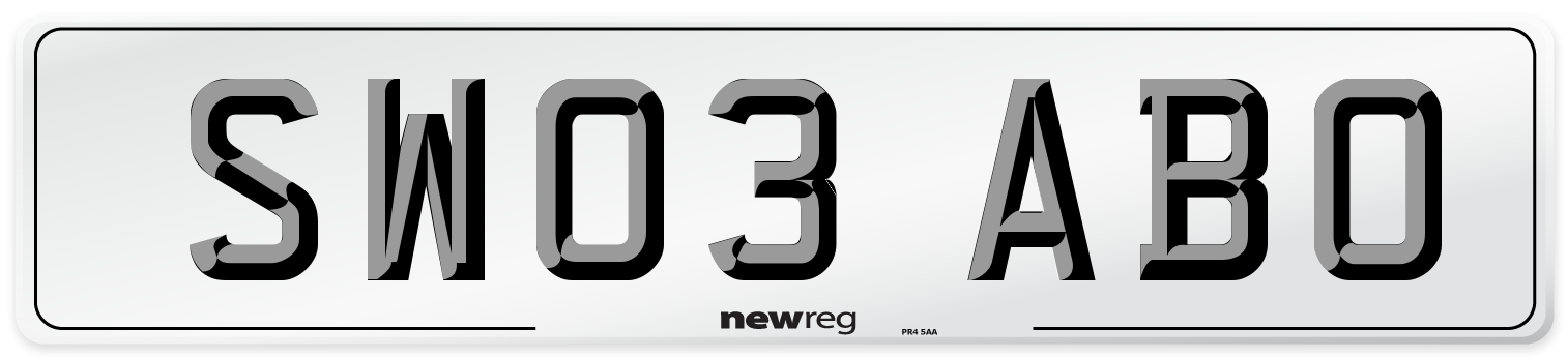 SW03 ABO Number Plate from New Reg